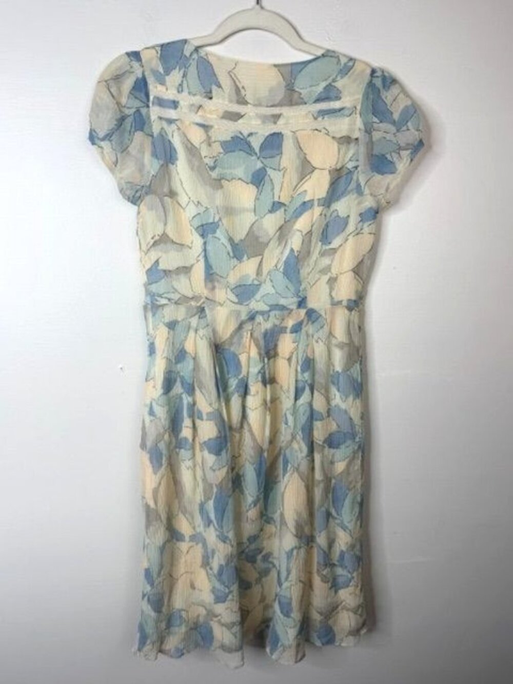 Moulinette Soeurs Anthropologie Silk Blend Leaf Print Cap Sleeve Dress Size 2 - Picture 5 of 6